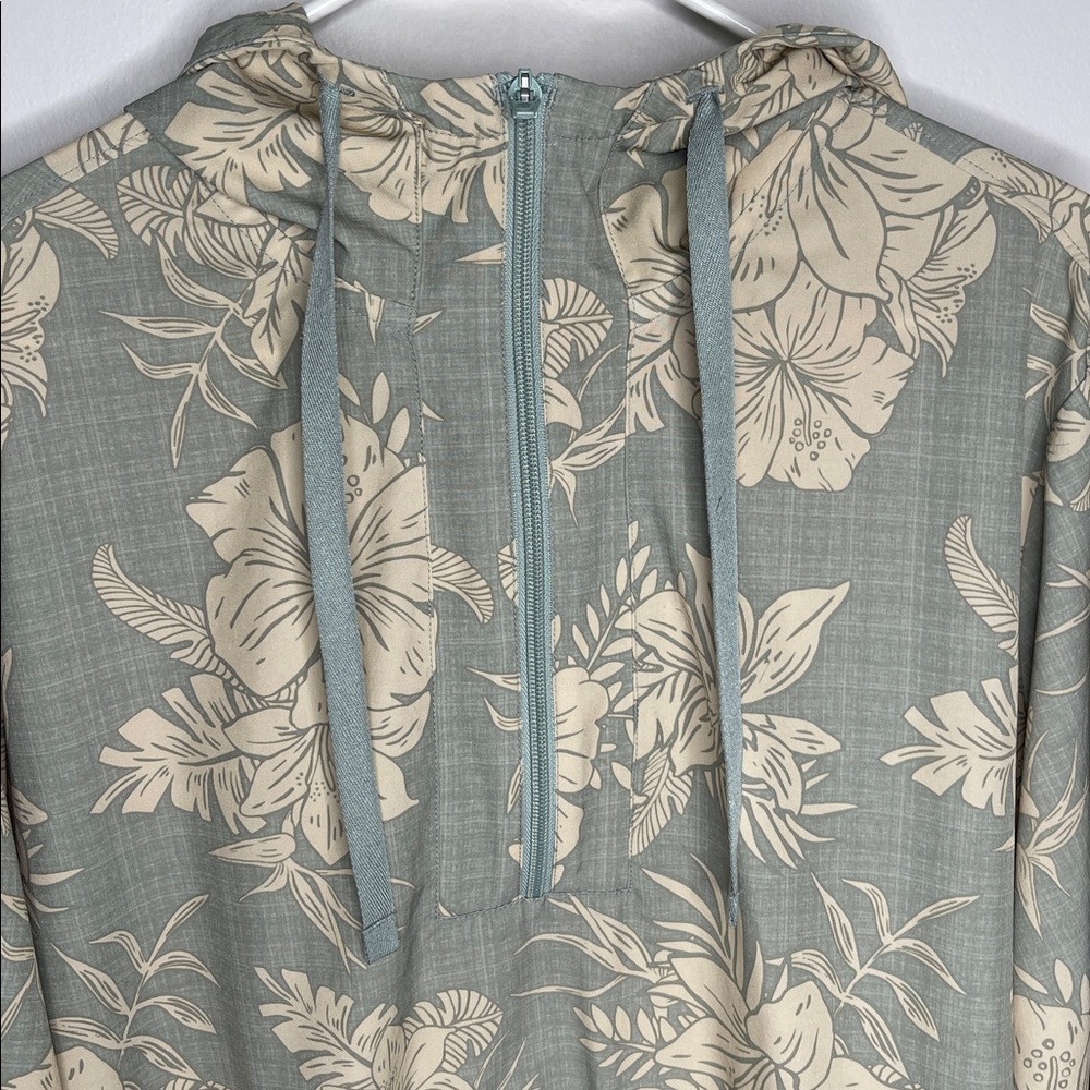 Hurley Green and Cream Cropped Hooded Jacket - Picture 7 of 8